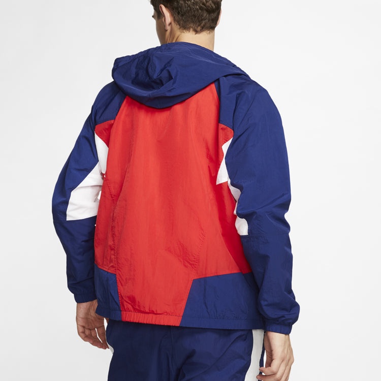 Nike Sportswear Heritage Windrunner Splicing hooded Woven Logo Jacket Red Blue Redblue CJ4359-657 - 6