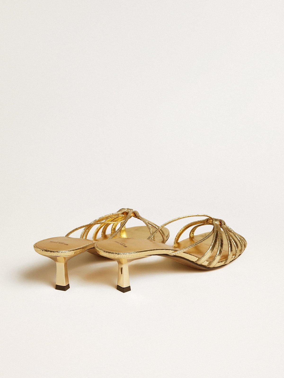 Nico kitten heel sandals in metallic gold leather - 5