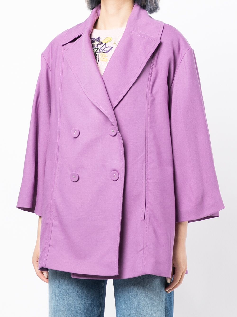 double-breasted fitted blazer - 3