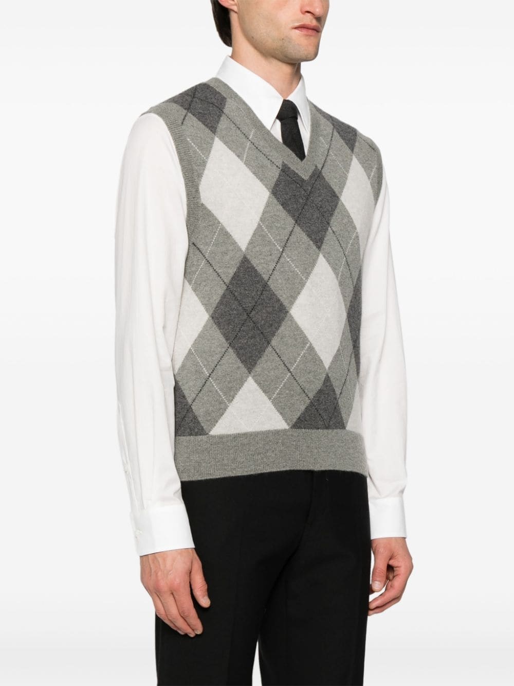 argyle-knit V-neck vest - 3