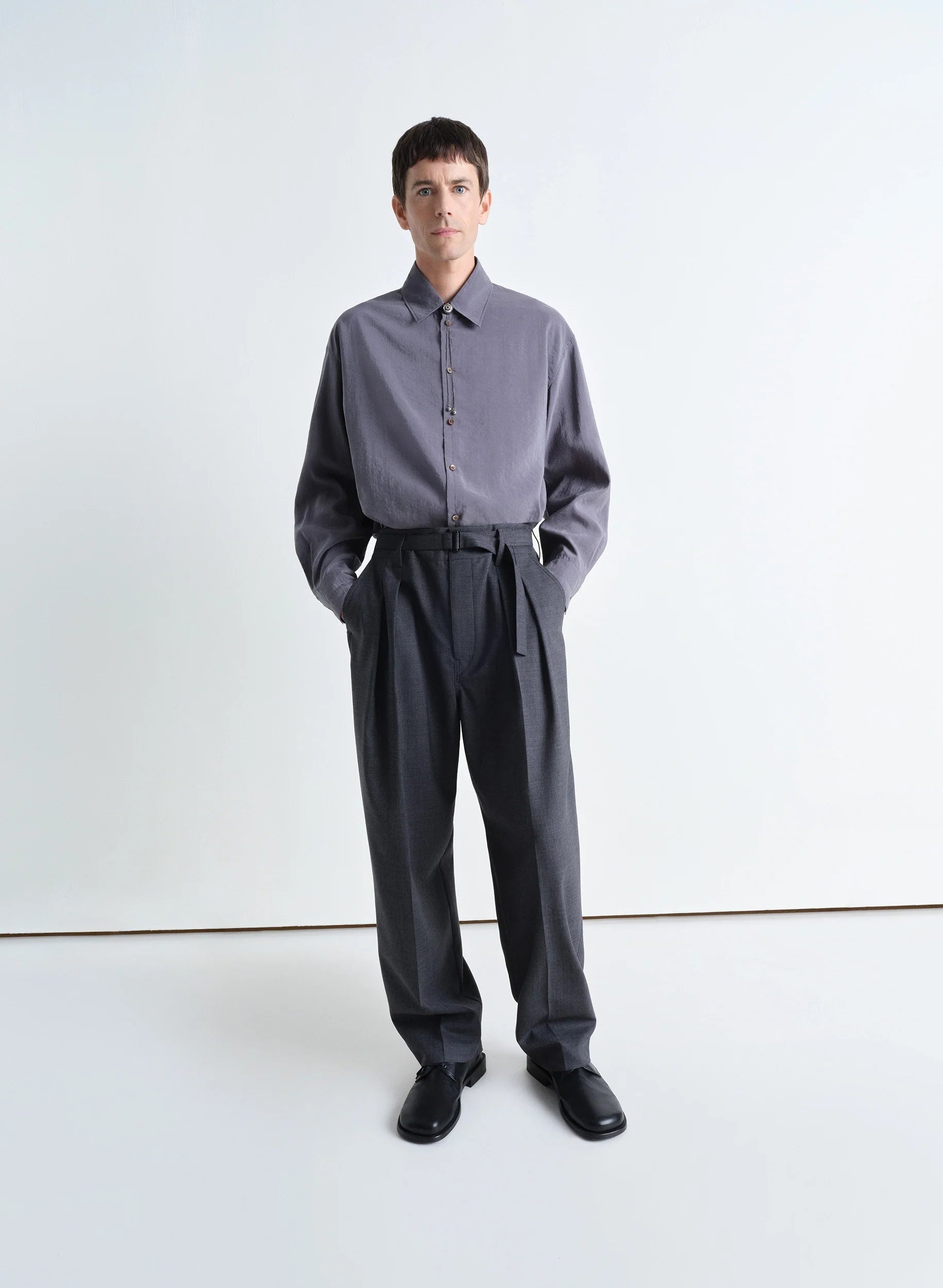 BELTED PLEATED PANTS - 2