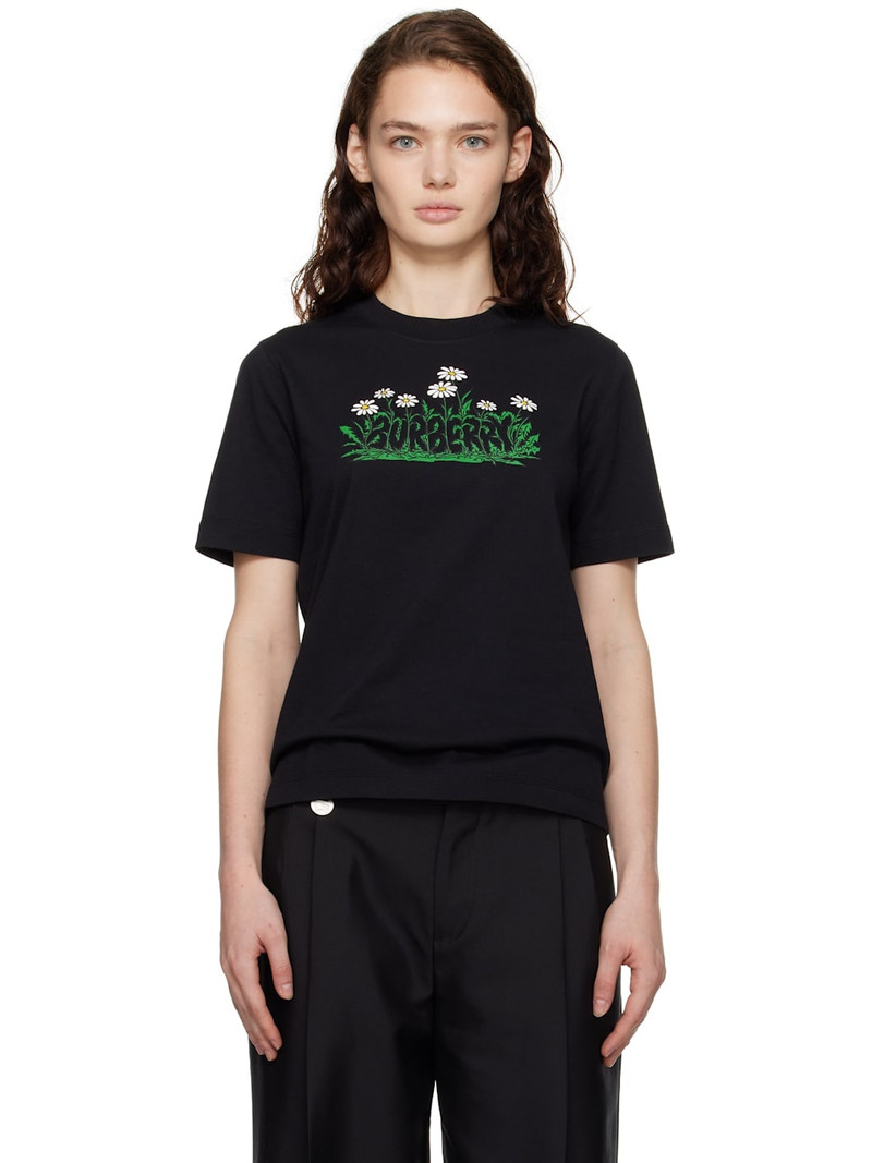 Black Daisy Logo Cotton T-shirt 1