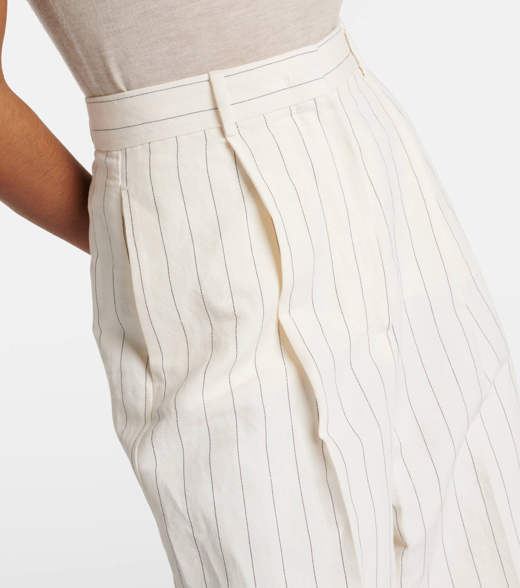 Giuliva pinstripe canvas wide-leg pants - 6