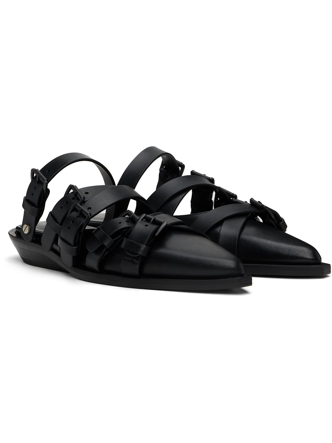 Black Kalla Pointy Mules - 4