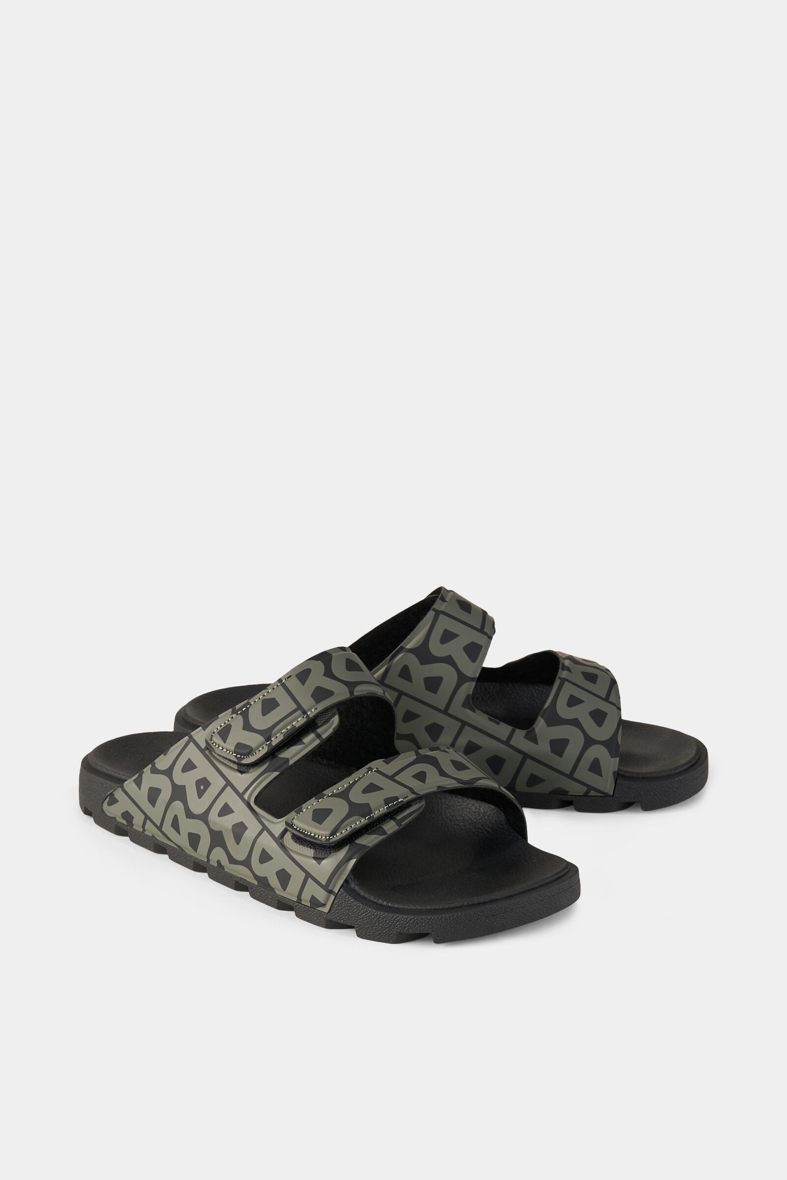 Biarritz Slides in Black/Olive green - 3