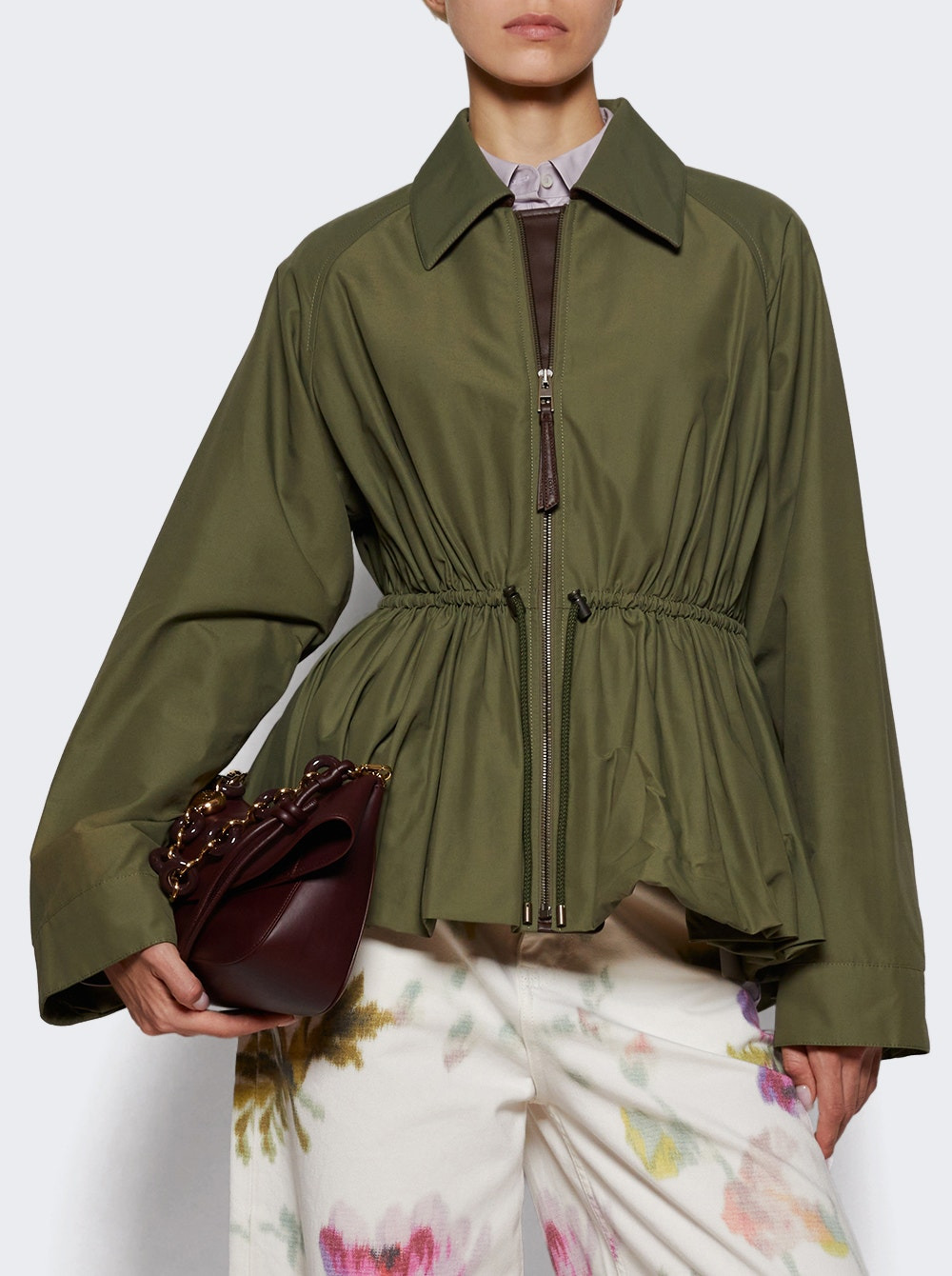 Cotton Blend Jacket Khaki Green - 2