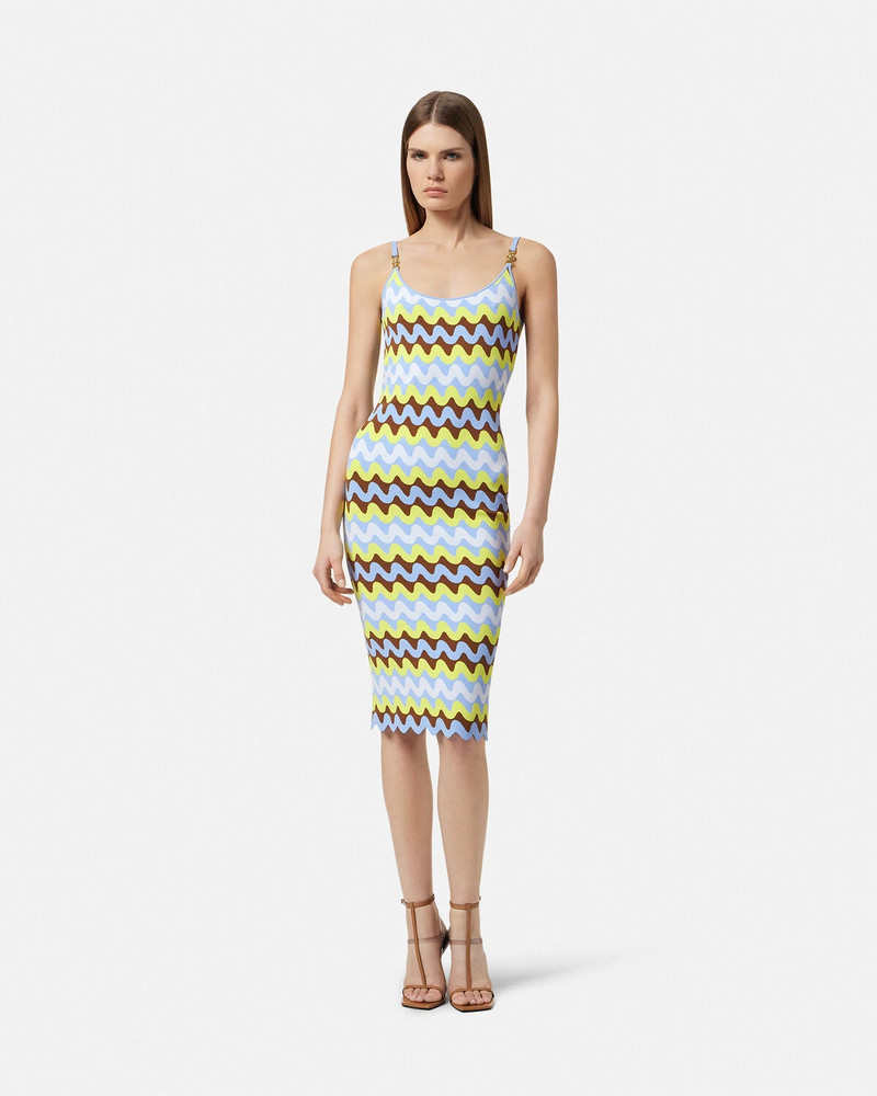 Wave Jacquard Knit Scoop-Neck Midi Dress 4