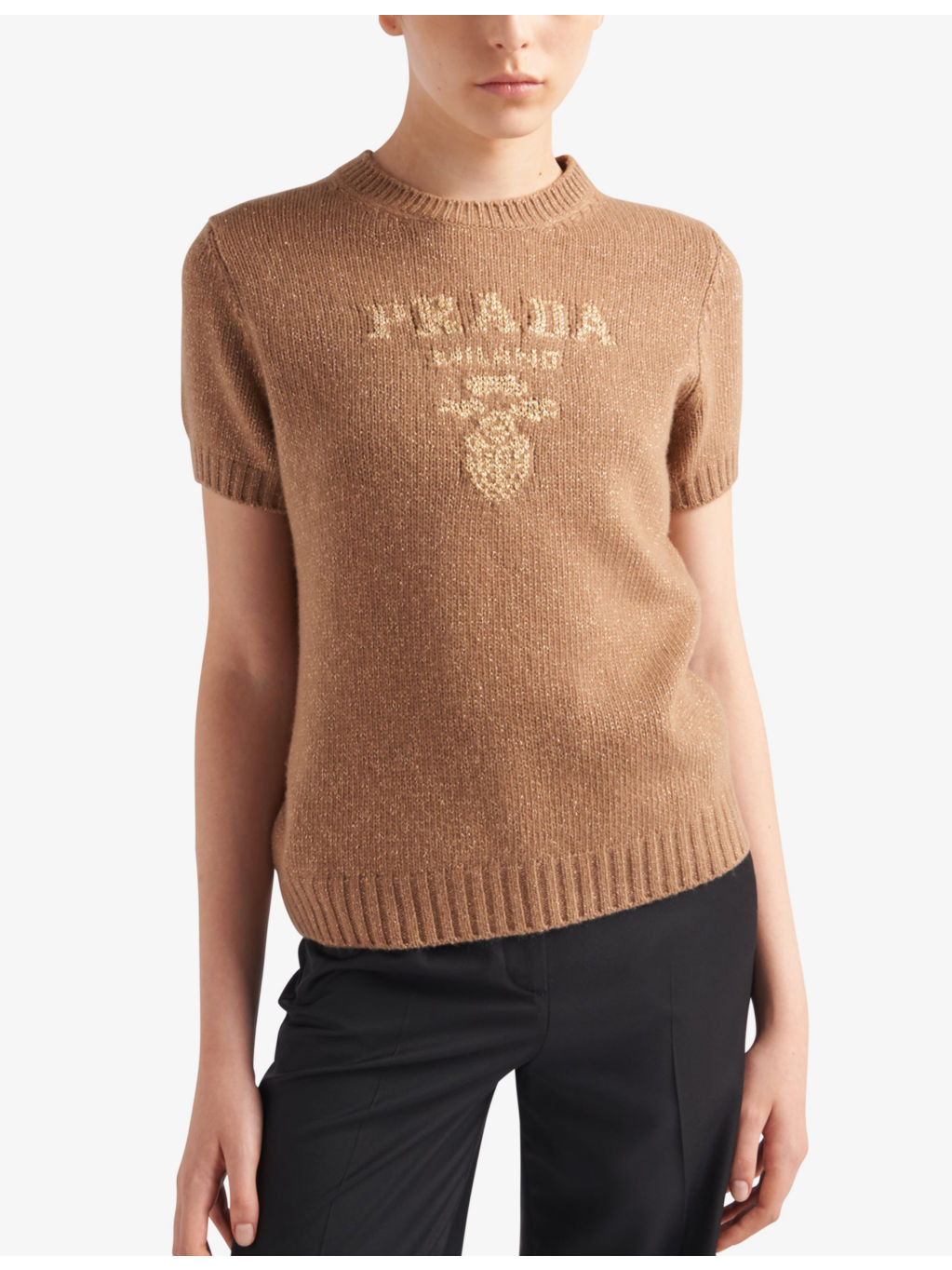 Branded short-sleeved wool and cashmere sweatshirt - 3