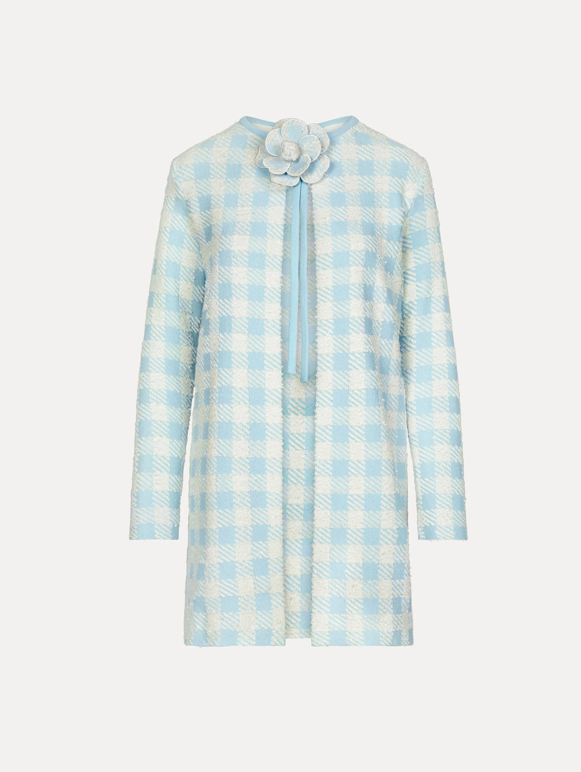 GINGHAM COAT WITH FLORAL APPLIQUÉ - 1