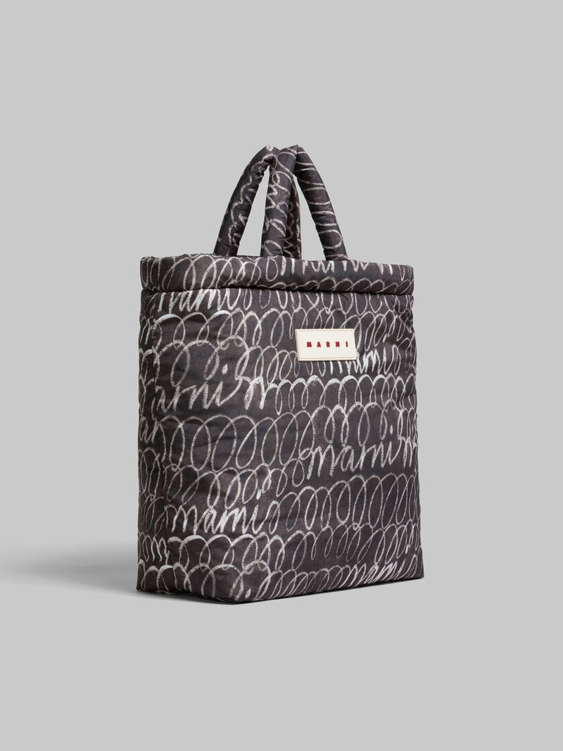 BLACK PUFF TOTE BAG WITH MARNI SCRIBBLE PRINT 5