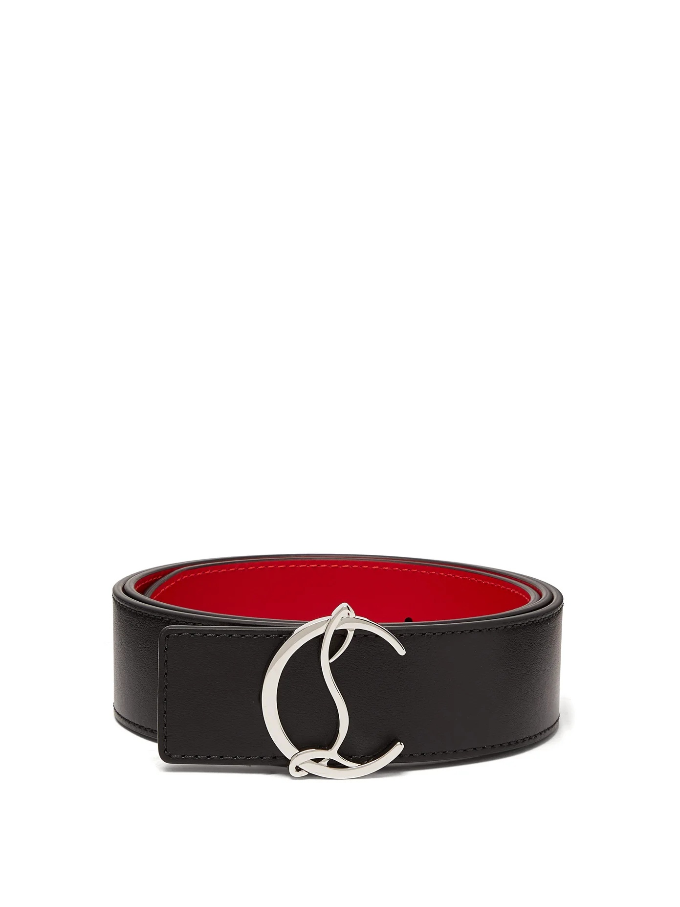 Logo-buckle leather belt - 1