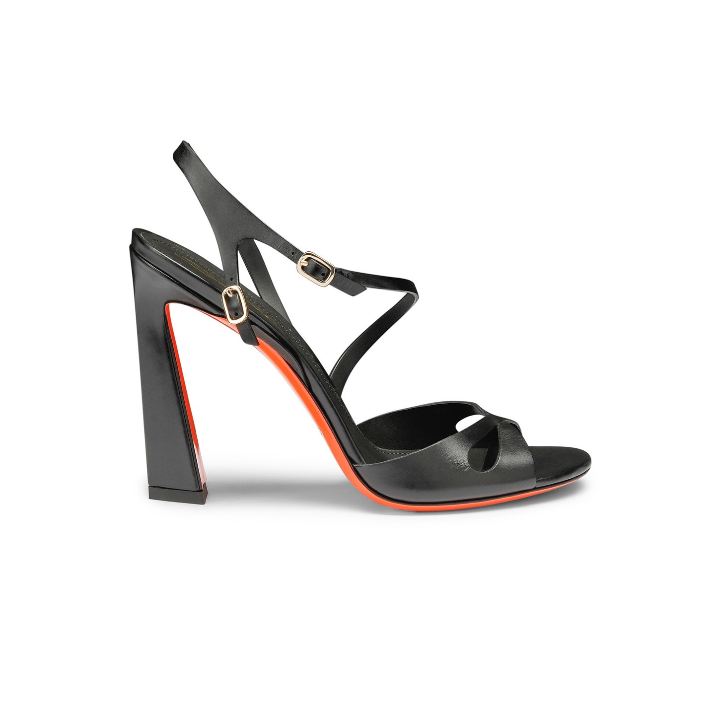 Women's black leather high-heel Mona sandal - 1