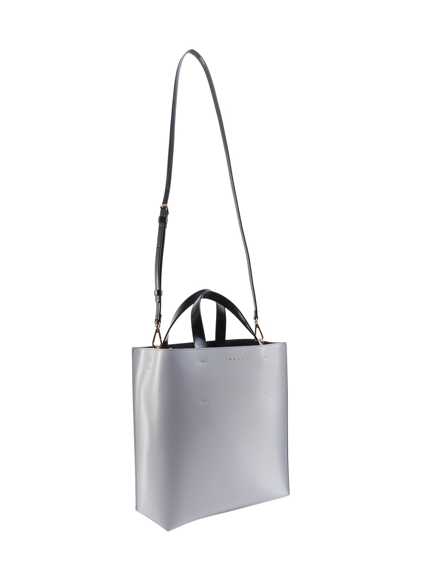 Leather handbag with color-block motif - 3