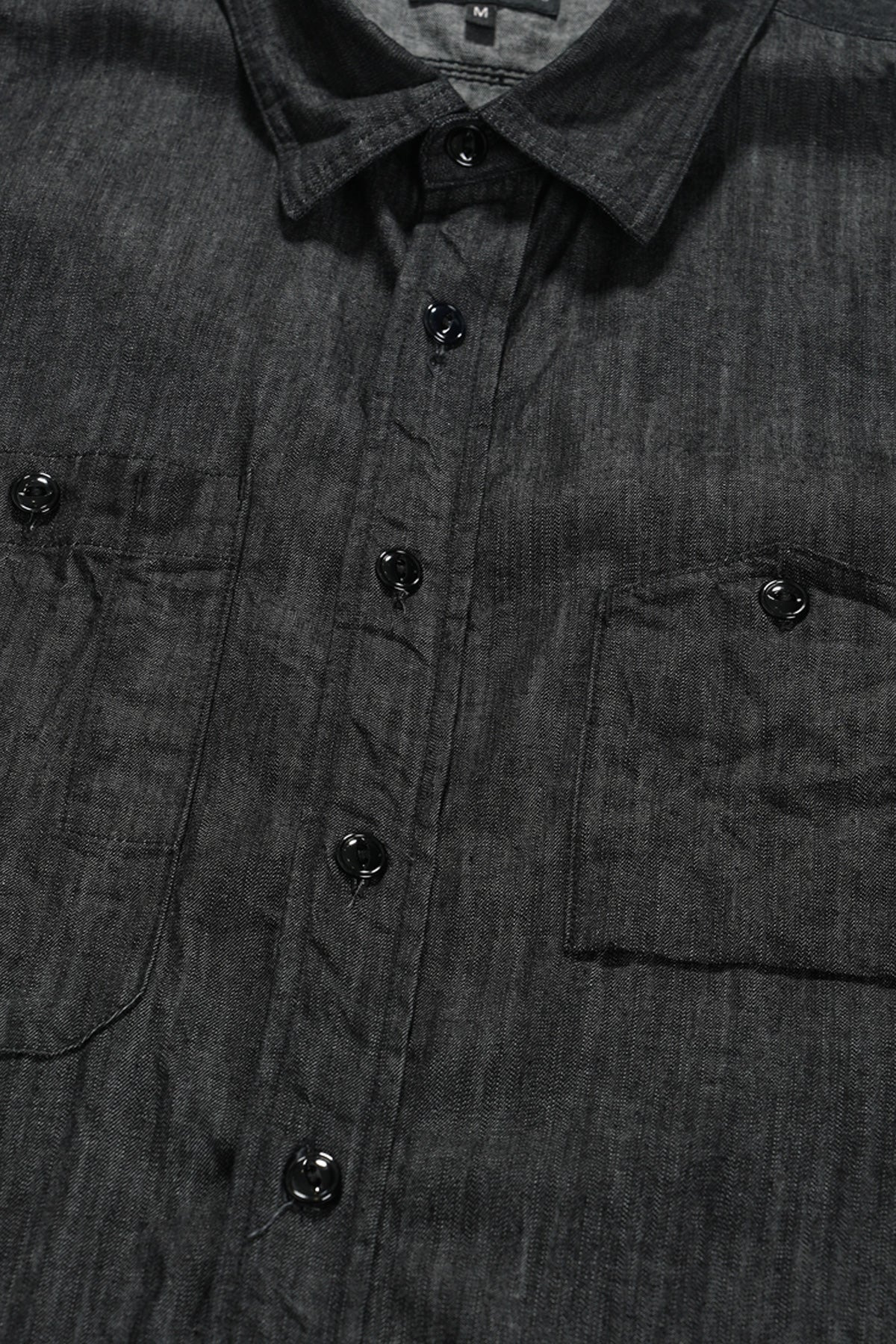 Work Shirt - Black Cotton Denim Shirting - 3