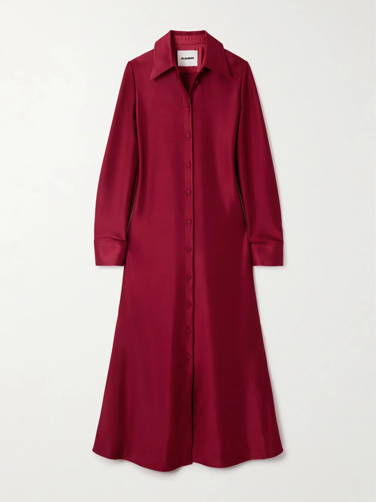 Satin Maxi Shirt Dress - 1