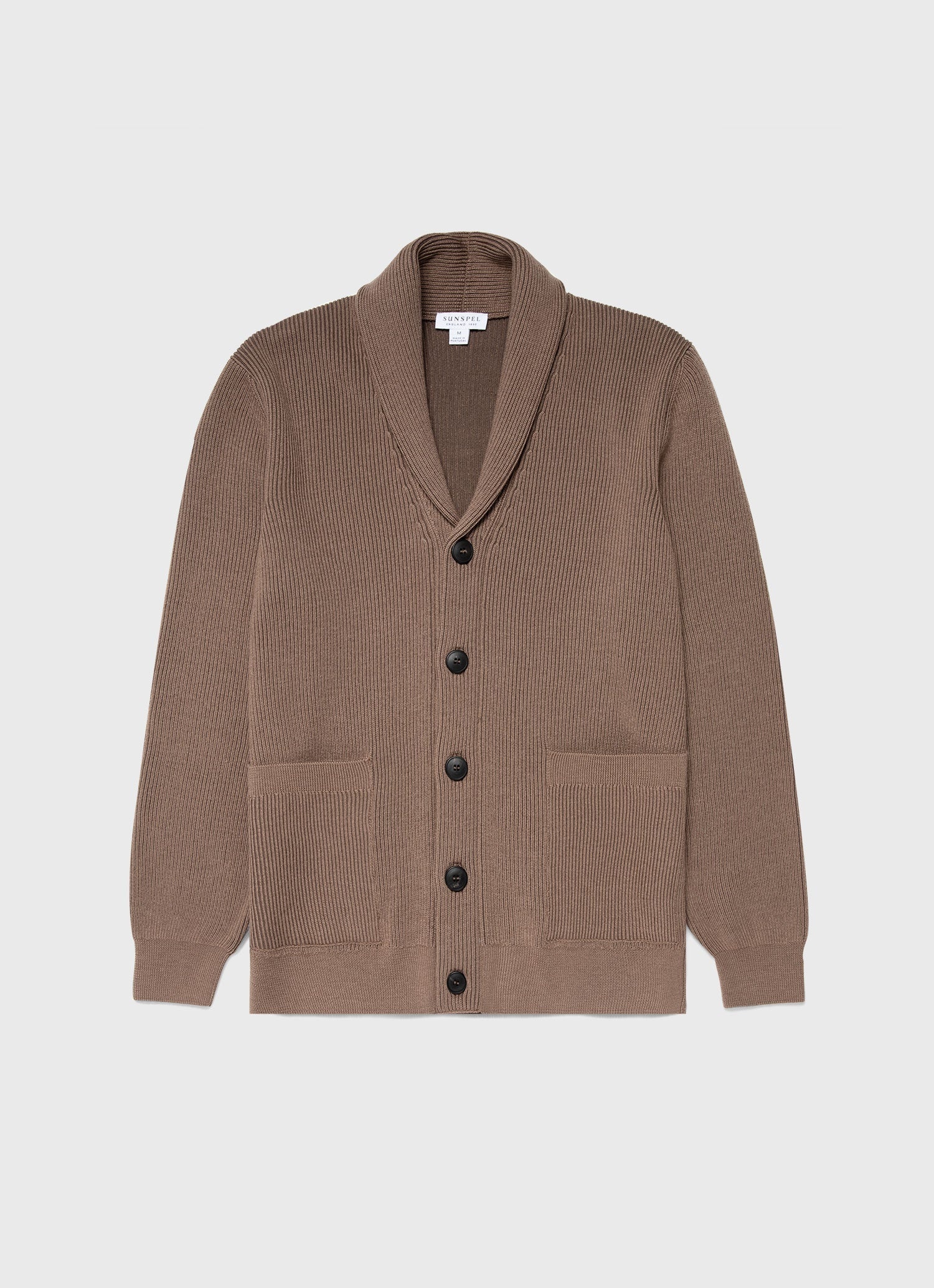 Ribbed Shawl Neck Cardigan - 1