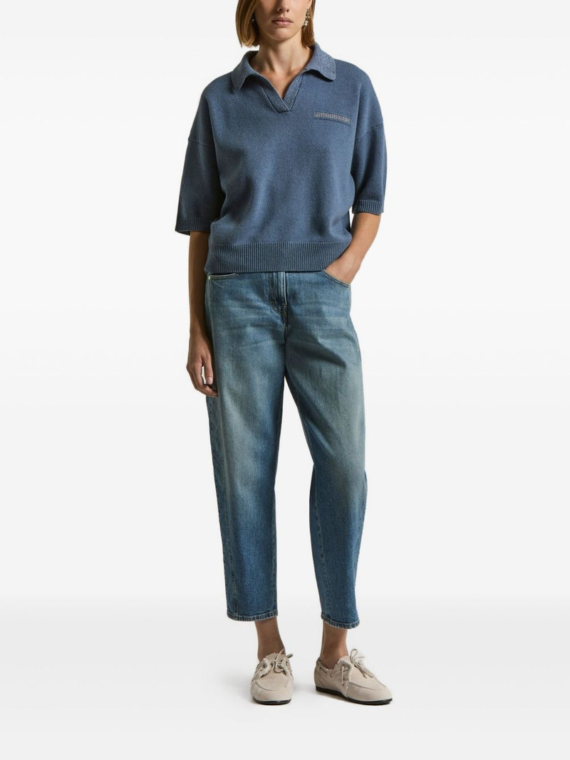 PESERICO embellished polo-neck sweater outlook