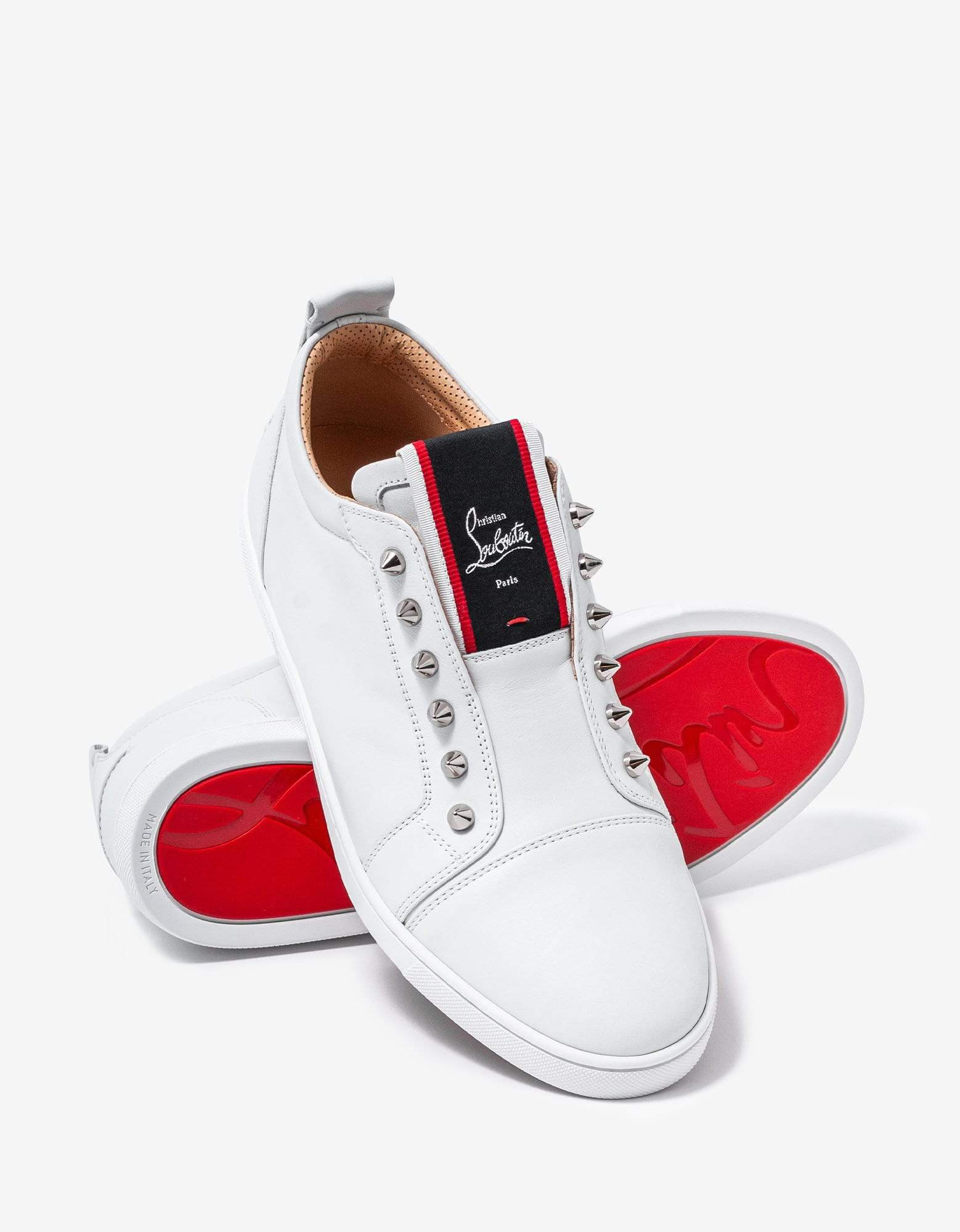 Christian Louboutin F.A.V Fique A Vontade White Leather Trainers - 7