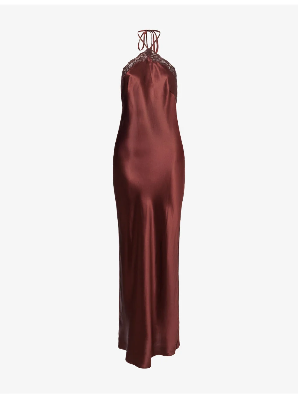 Aara Lace-Trim Silk Midi Dress - 1