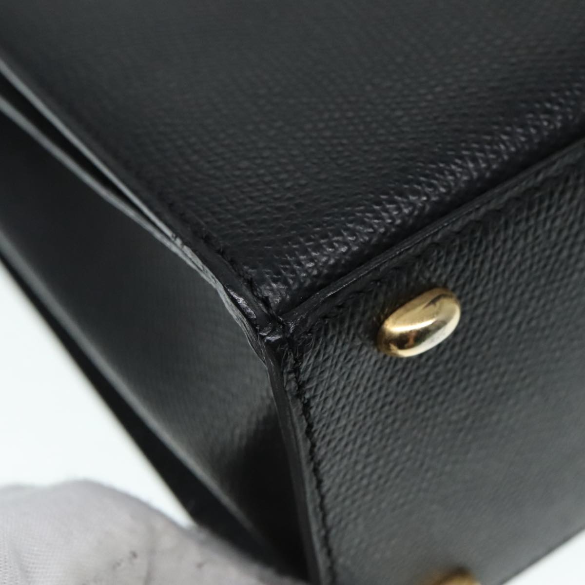 CELINE Hand Bag Leather Black Gold - 15