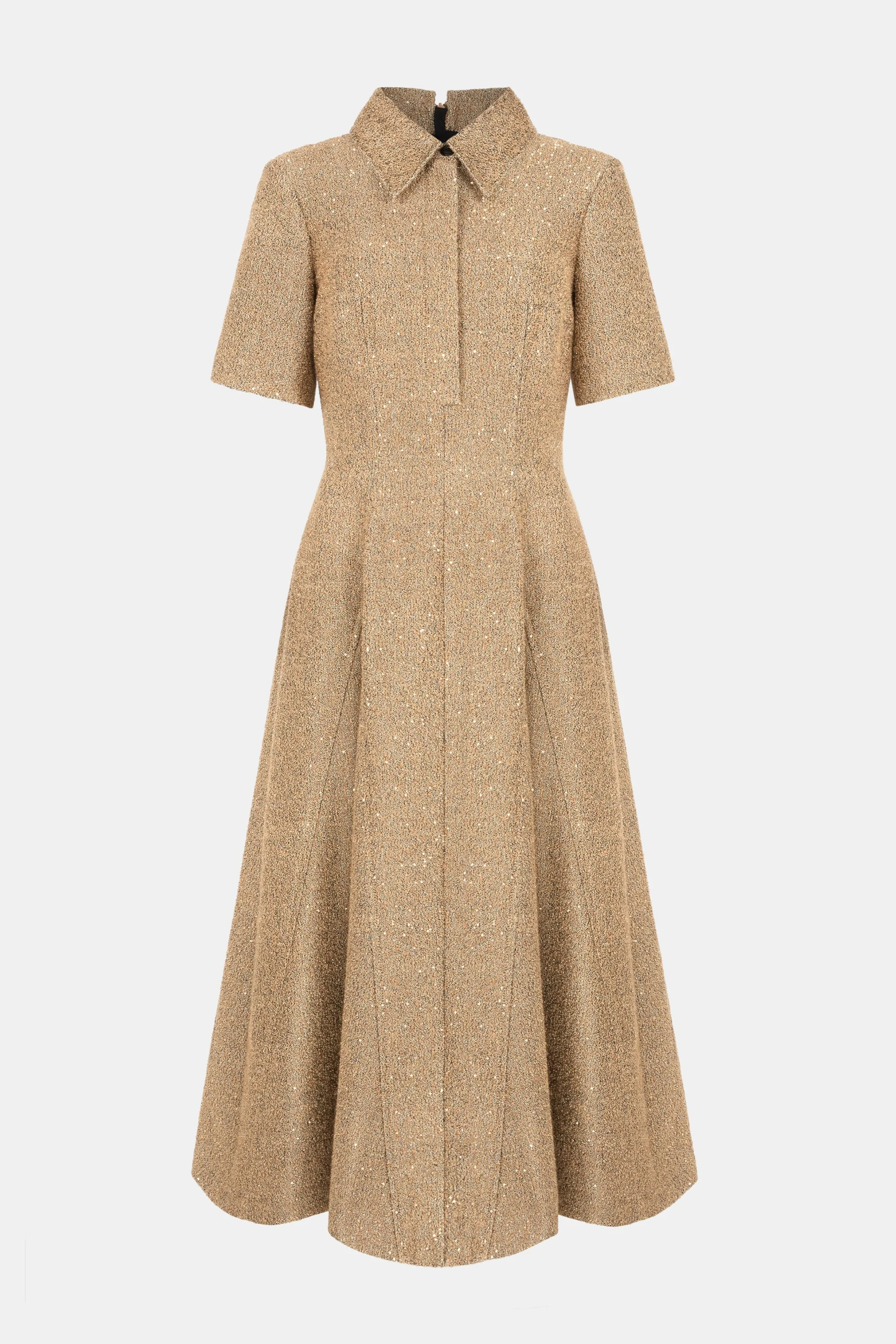 Eleodoro Dress In Gold Sequin Tweed - 1