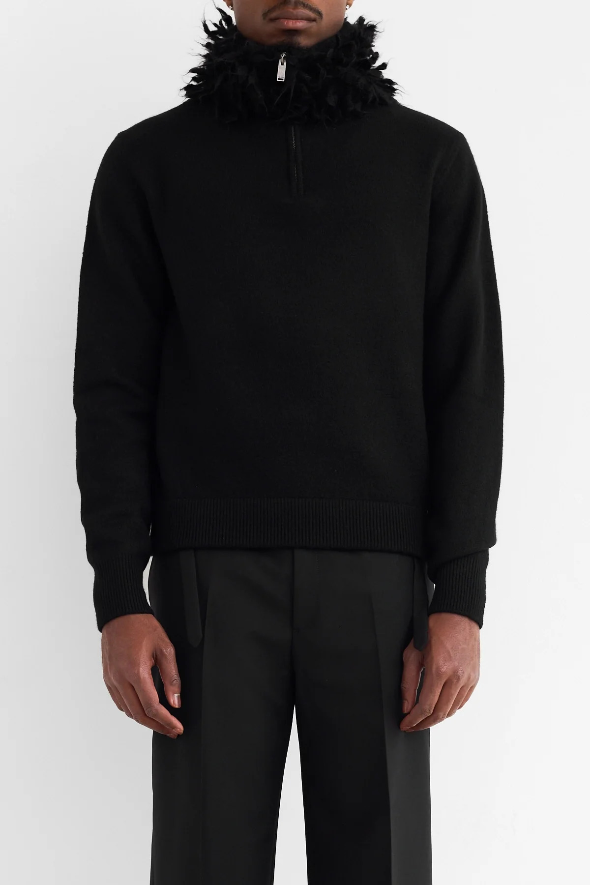 McQueen Mohair Fringes Sweater Black - 3