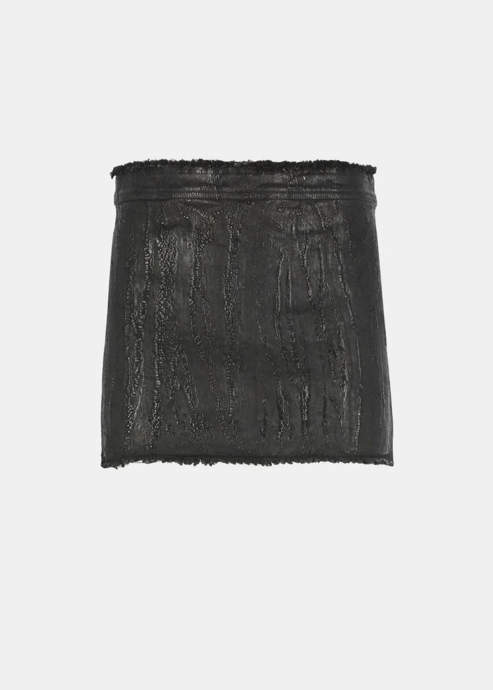 Black Coated Denim Mini Skirt - 1