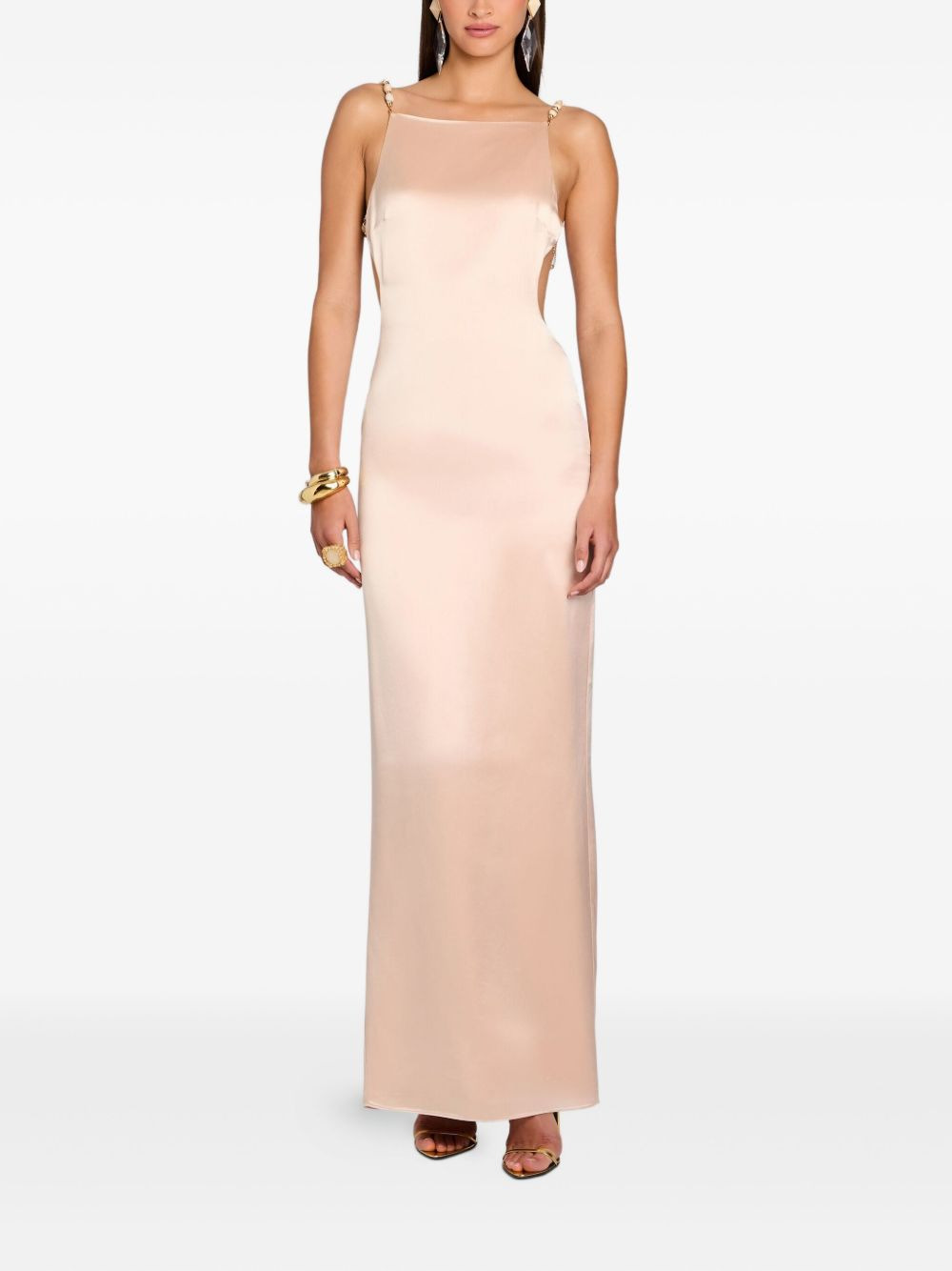 Evita bead-embellished open-back maxi dress - 2