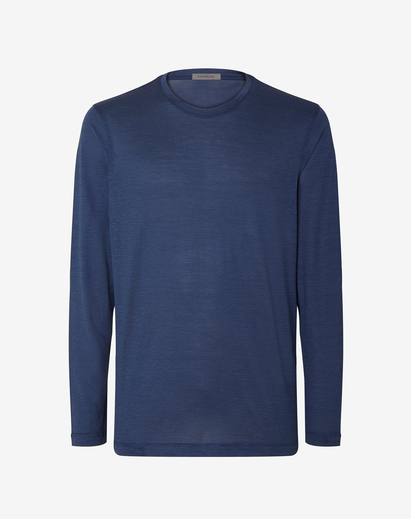 Light blue crew neck silk and cotton t-shirt - 3