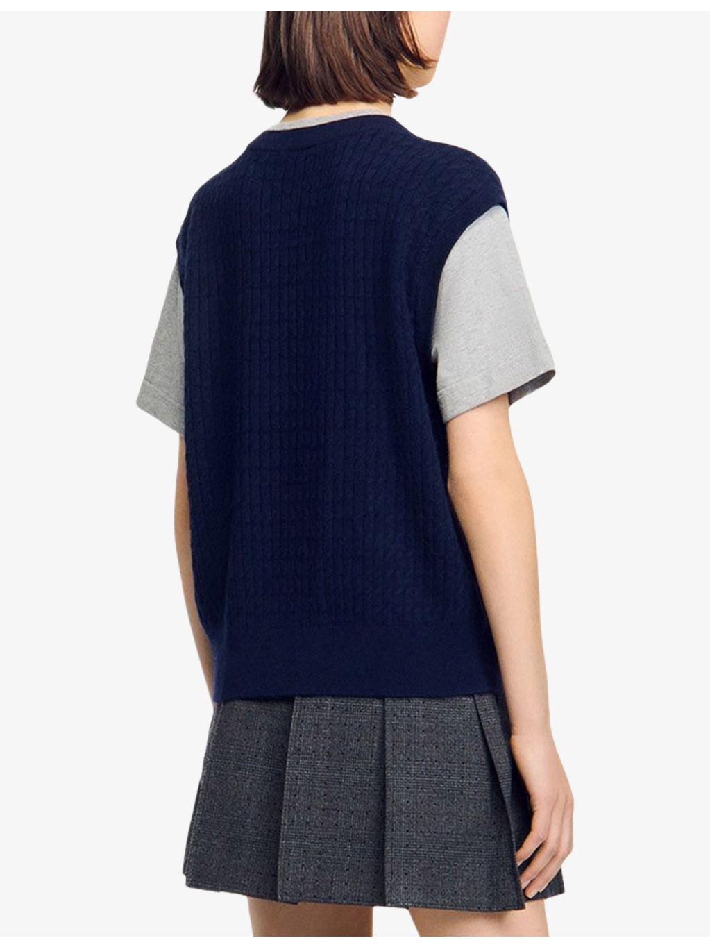 Layered short-sleeve knitted jumper - 4
