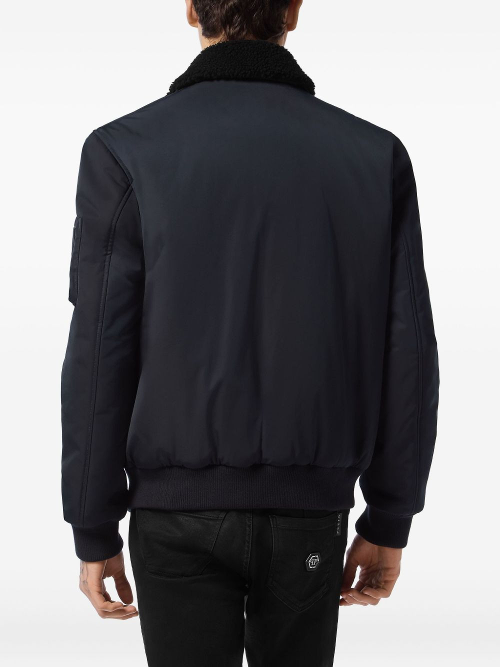 shearling-collar bomber jacket - 4