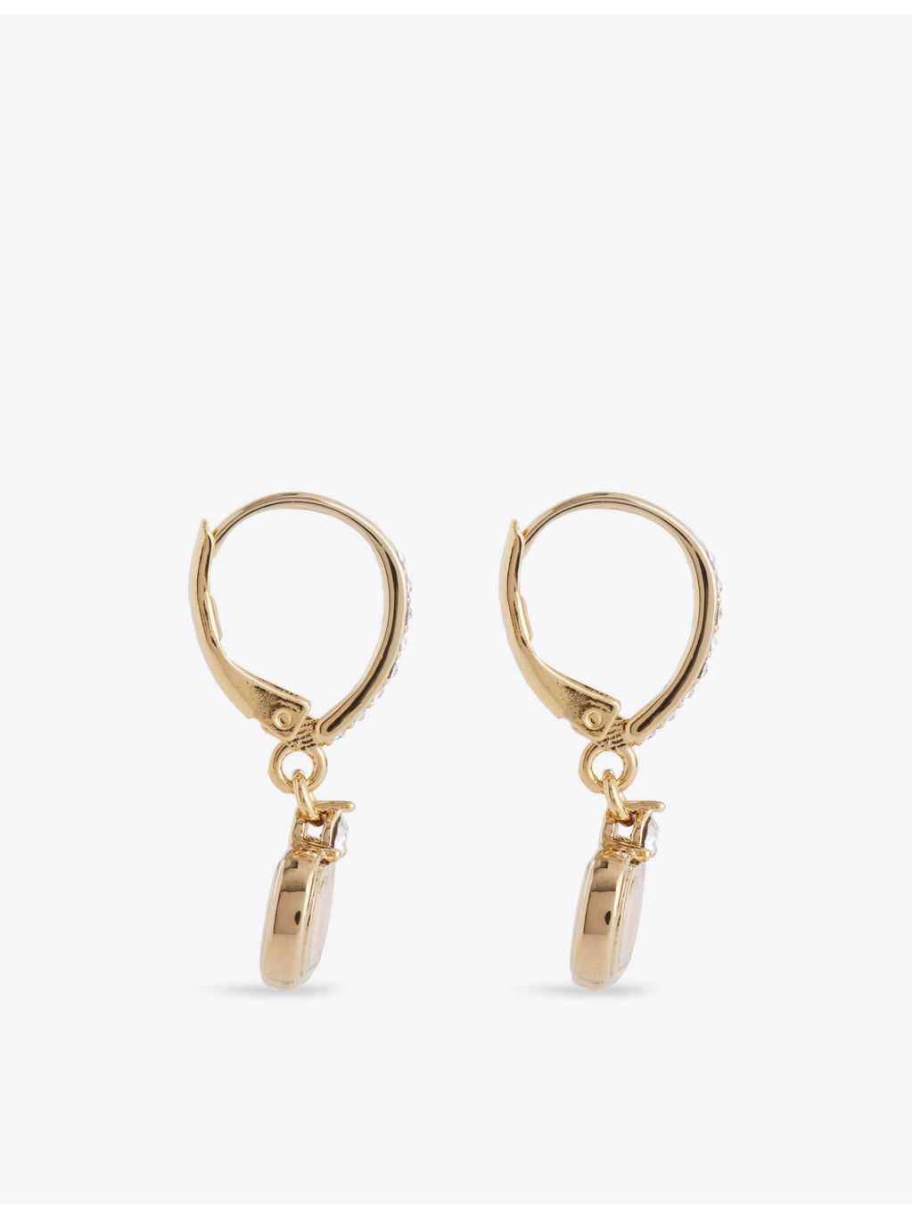 Crystal-Embellished VLogo Hoop Brass Earrings - 4