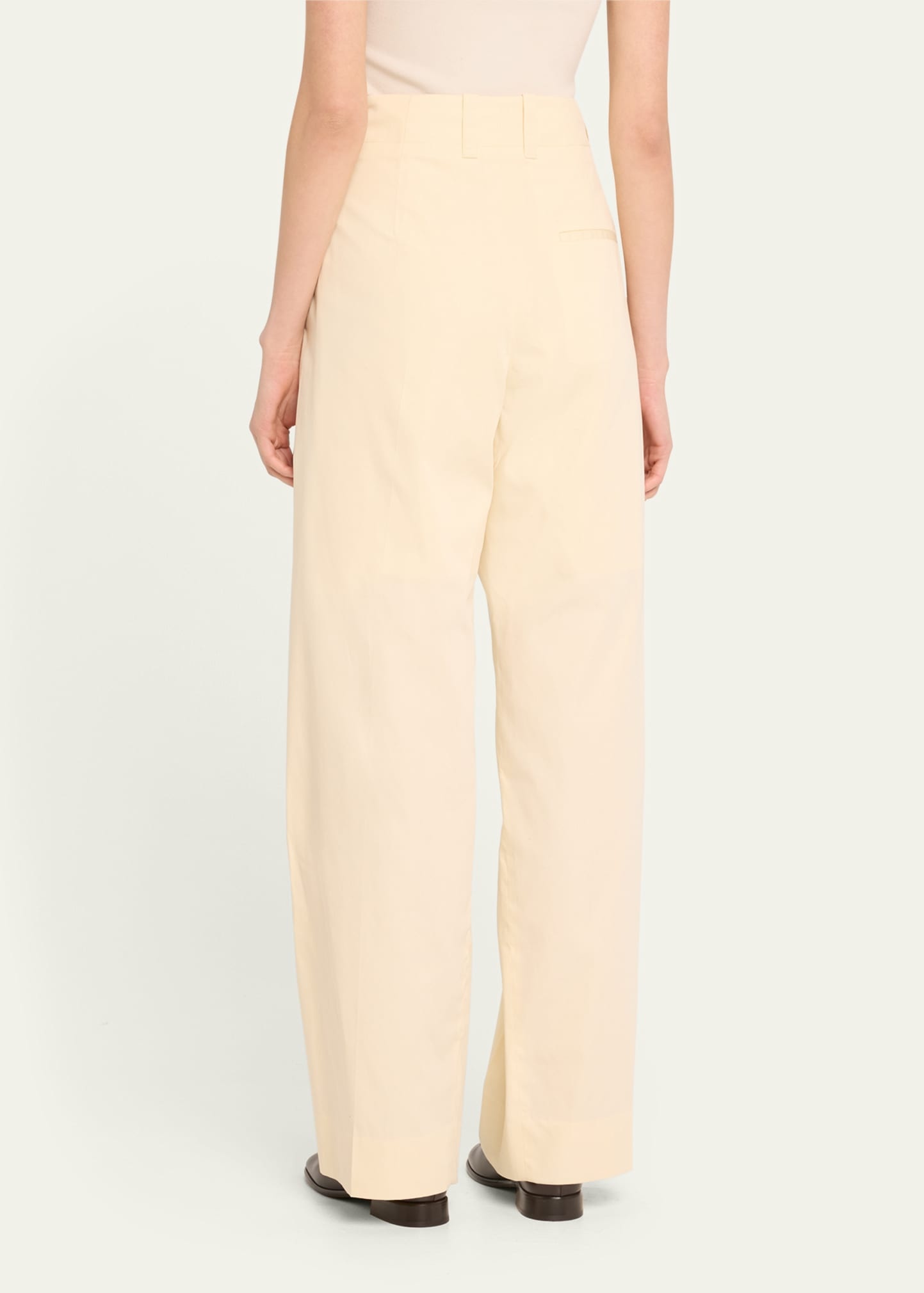 High-Rise Double Pleated Wide-Leg Technical Cotton-Silk Trousers - 3