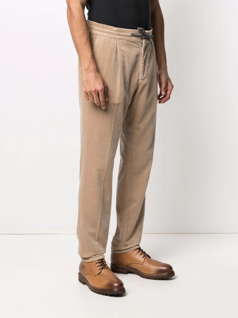 pleated drop-crotch corduroy trousers - 3