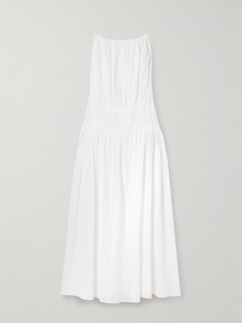 Gathered Tiered Organic Cotton-poplin Maxi Dress 1