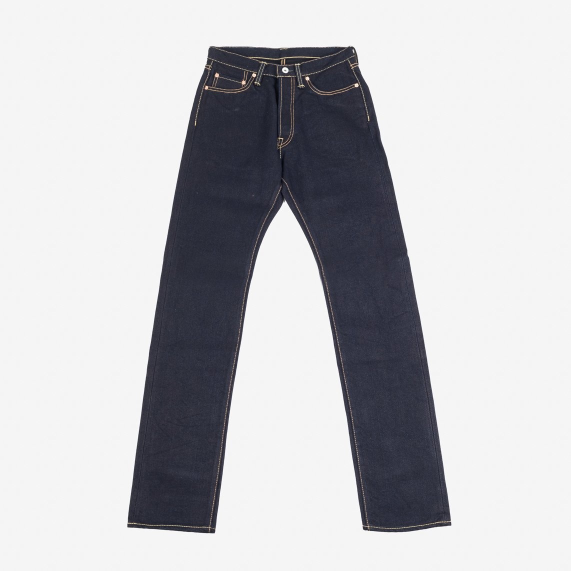 IH-888S-21ib 21oz Selvedge Denim Medium/High Rise Tapered Cut Jeans - Indigo/Black - 1