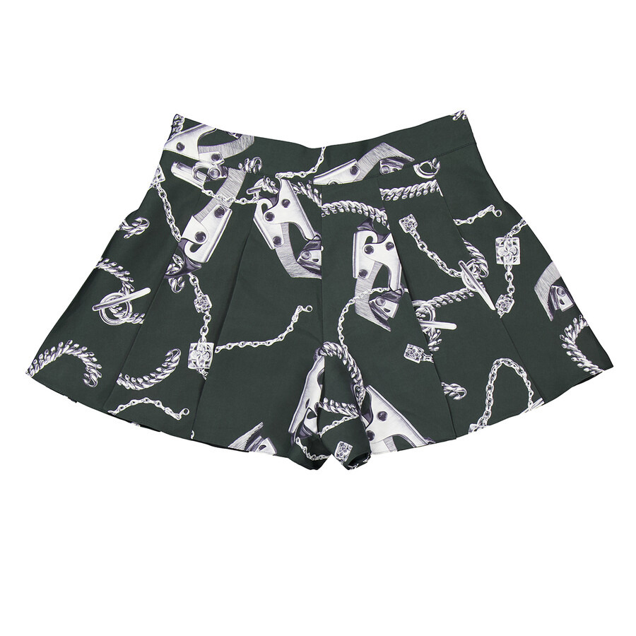 Burberry All-Over Graphic Print Pleated Shorts - 5