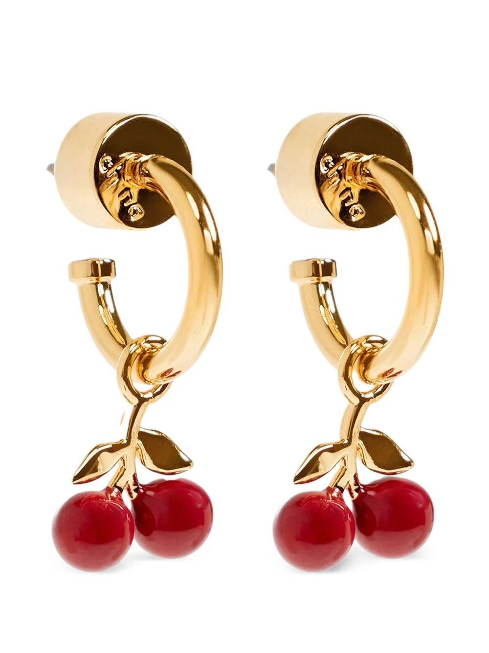 cherry-pendant drop earrings - 1