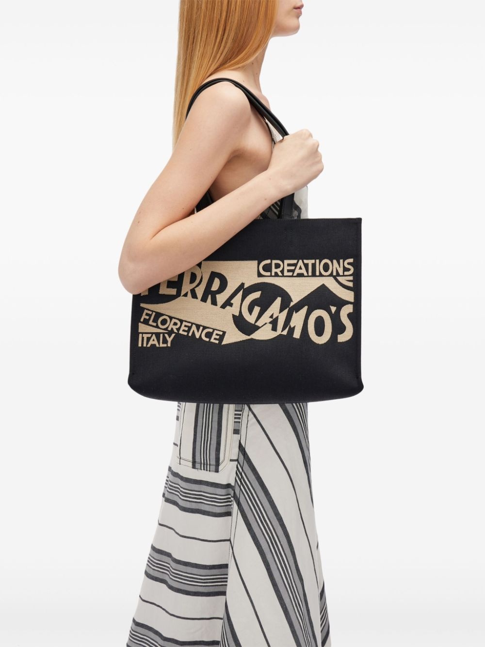 medium Venna logo-embroidered tote bag - 3