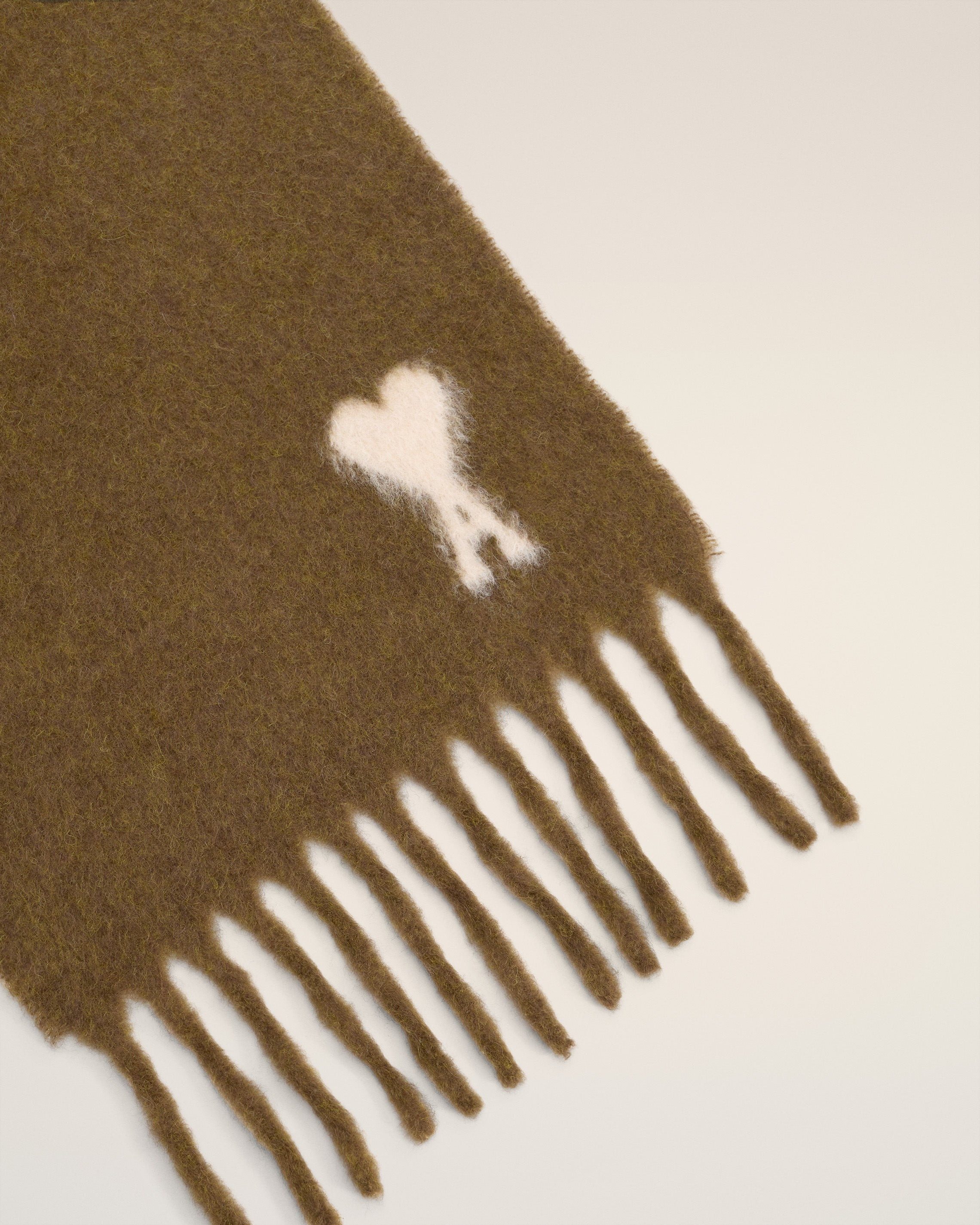 BROWN ALPACA OFF WHITE AMI DE COEUR SCARF - 3
