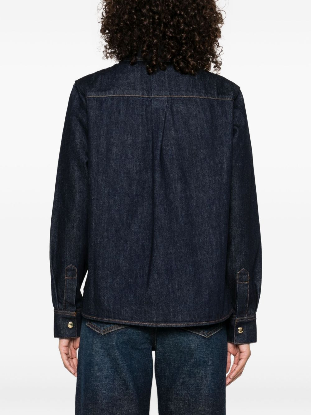 embroidered-logo denim shirt - 4