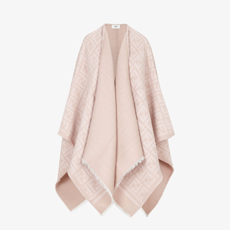 Poncho in pink wool and silk 1