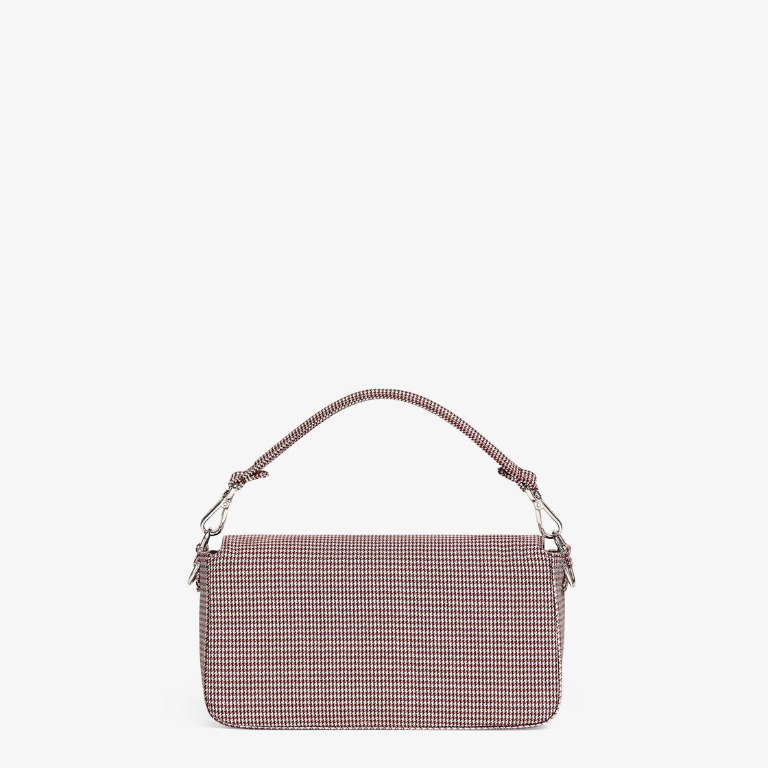 Baguette made of fabric with houndstooth motif in white and red, with square flap and FF magnetic cl - 3