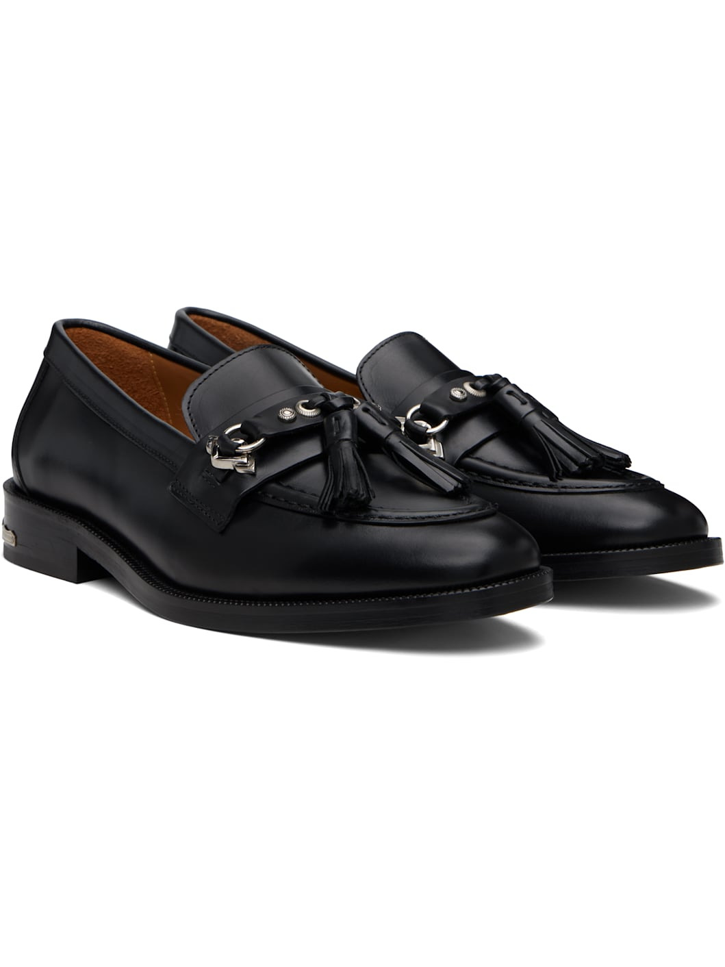 Black Hard Leather Loafers - 4