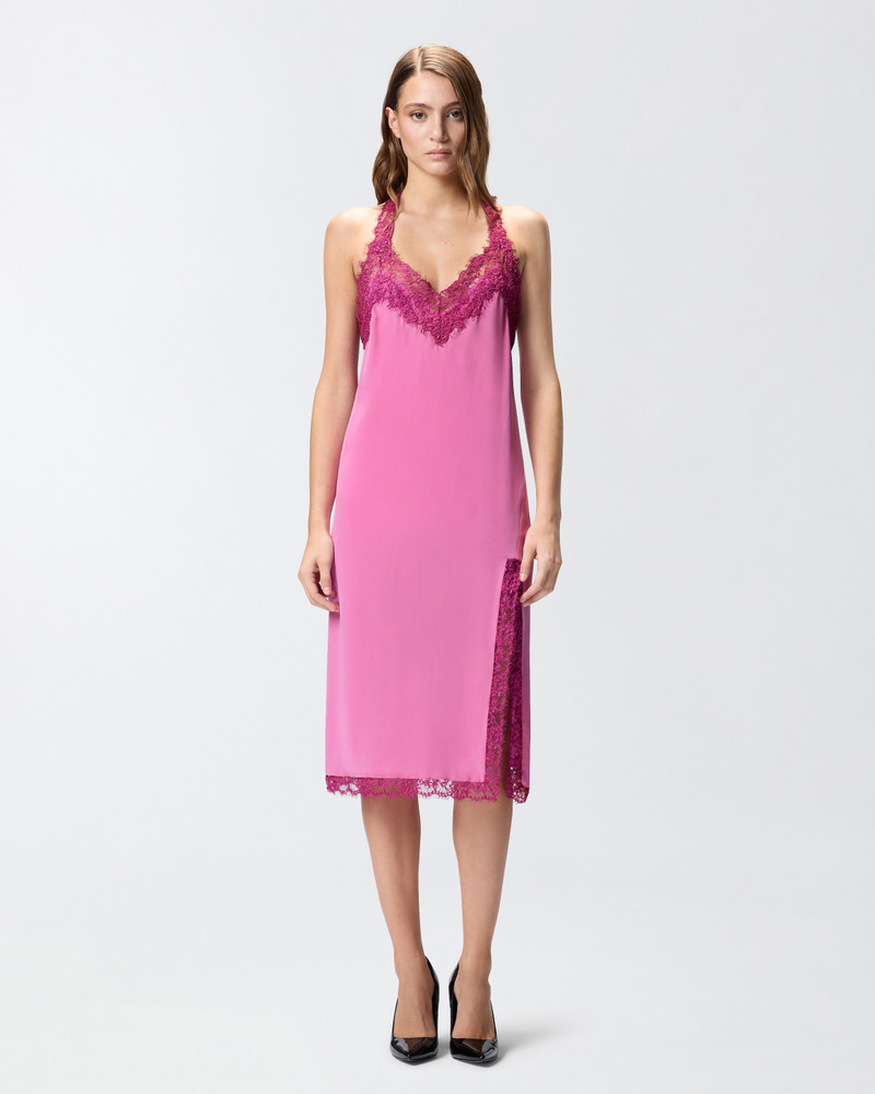 PINKO SILK AND LACE LINGERIE DRESS outlook
