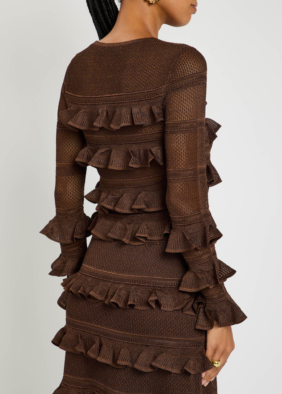 Zimmermann Hypnotic Lace Frill Metallic-knit top - 3