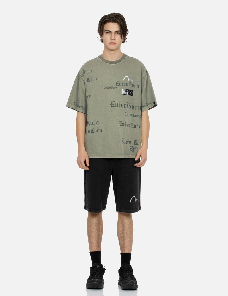 Allover Logo and Seagull Embroidery Loose Fit Pigment Dye T-Shirt 6