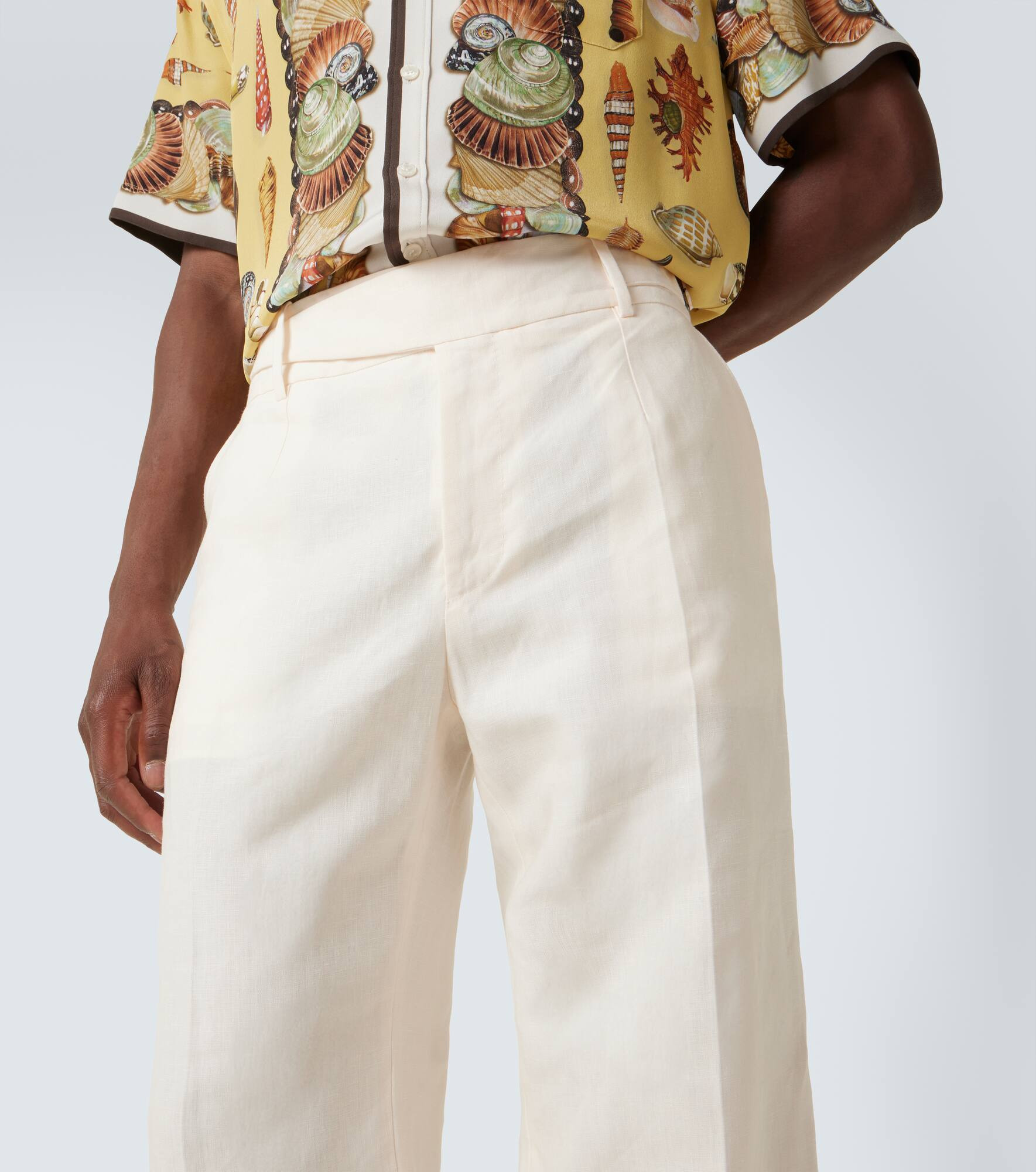 Linen canvas wide-leg pants - 5