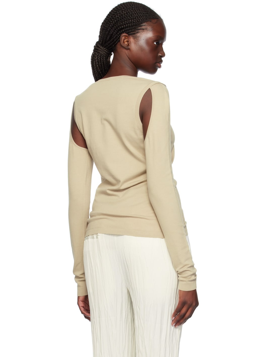 Beige Cutout Sweater - 3