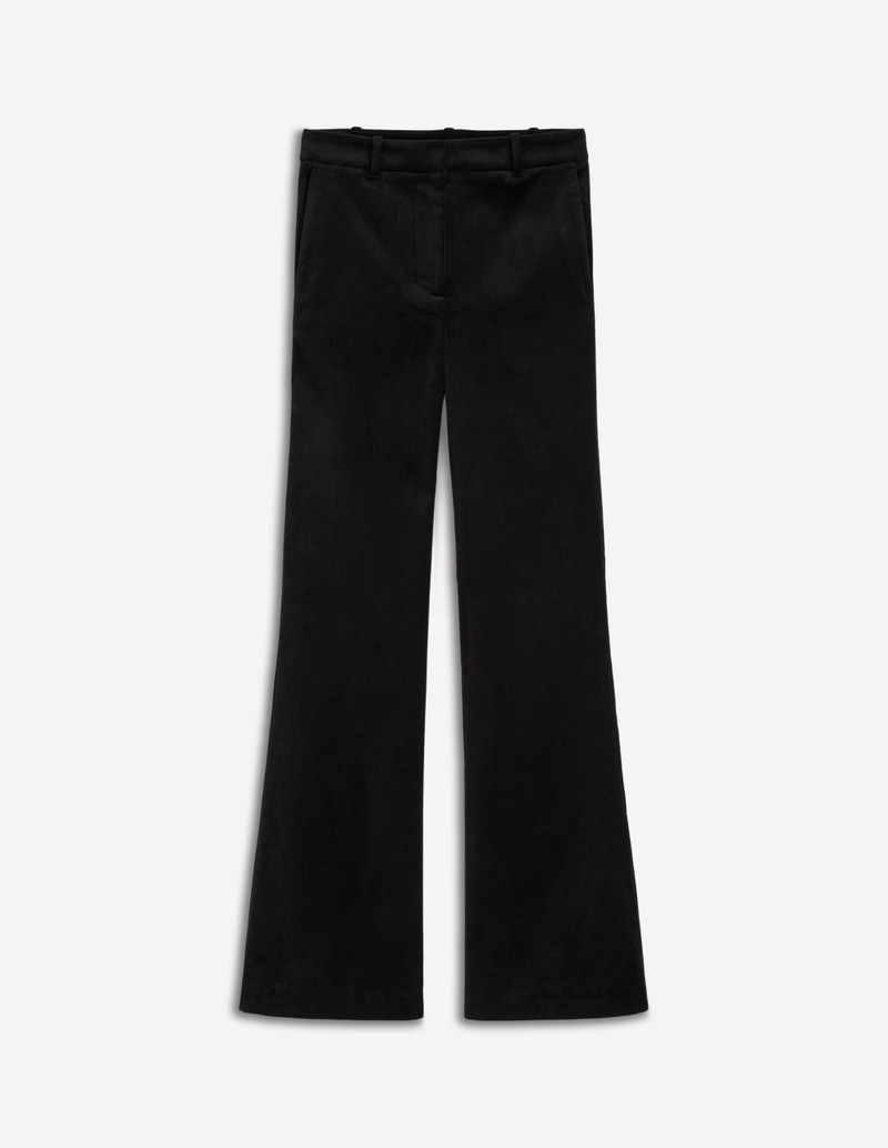 Fitted Velvet Flare Pants-Black 1